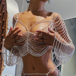 Sexy Tassel Bra Arm Chain Rhinestone Body Chain Nightclub