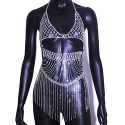 Diamond Sexy Jumpsuit Body Chain Lingerie Bikini Chest Chain Body Chain Jewelry for Women Rhinestone
