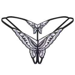 Erotic lingerie sexy embroidery open crotch thong women's panties