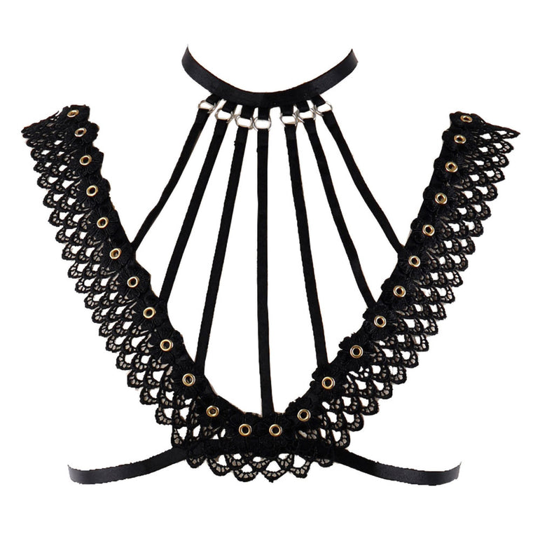 Gothic Lace Temptation Harness Bra Sexy Lingerie