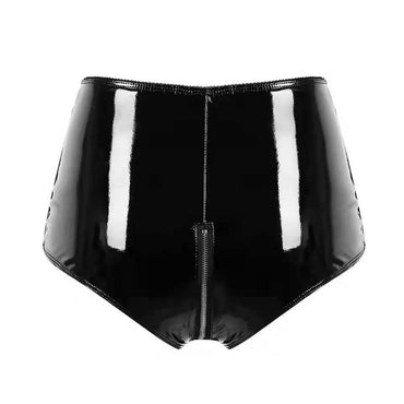 High-gloss PVC patent leather sexy open crotch shaping sexy shorts panties