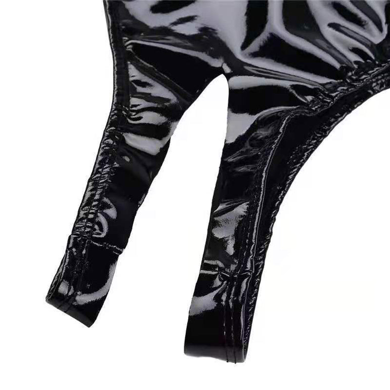 High-gloss PVC patent leather sexy open triangle sexy panties shorts