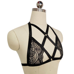 Lace Covered Beauty Back Harness Sexy Lingerie Bra