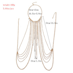 Shoulder Statement Tassel , Chain boho jewellery,body jewelry,flat chain necklace