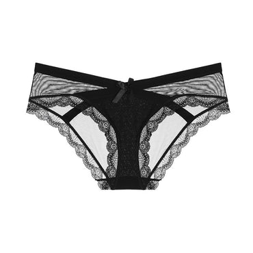 Perspective mesh temptation sweet bow low waist sexy panties