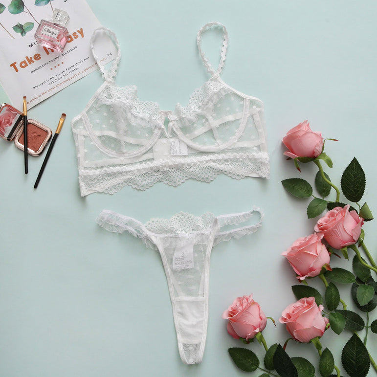 Pure Desire Girl Thin Lace Perspective Sexy Lingerie Set
