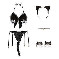 Sexy Plush Three Point Cat Girl Cosplay Sexy Lingerie Set