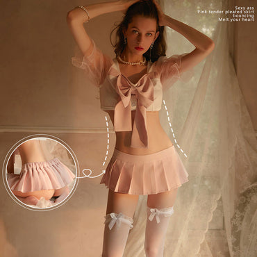Sexy lingerie mesh ultra-short pleated skirt sexy costume suit