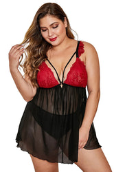 Sexy lingerie nightdress fat woman plus size lace tulle sexy pajamas