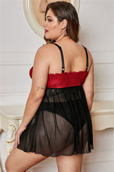 Sexy lingerie nightdress fat woman plus size lace tulle sexy pajamas