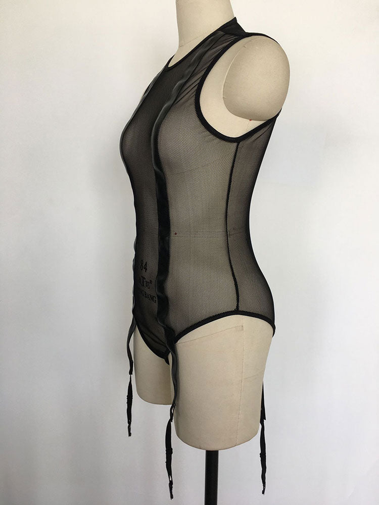 Three Point Sexy Lingerie Patent Leather Bodysuits